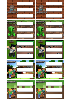 Etiquetas Escolares Minecraft Pdf
